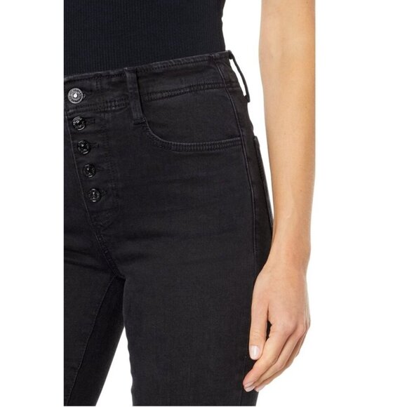 Paige High Rise Lou Lou Jeans Womens 27 black Wide Leg Flare Button Fly Classic - Picture 3 of 16